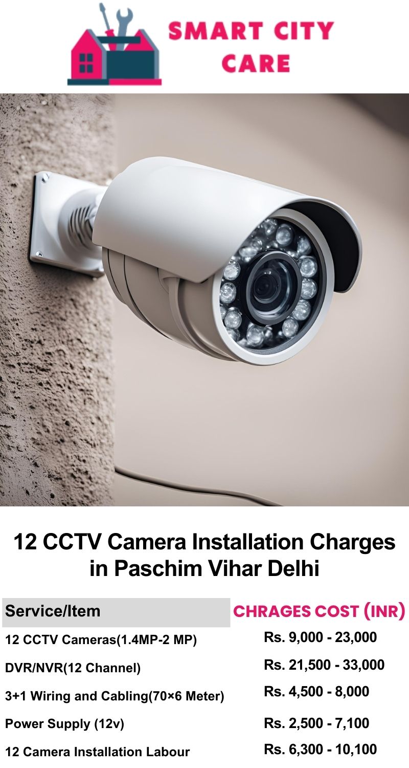 12 CCTV camera installation cost list in Delhi, Paschim Vihar