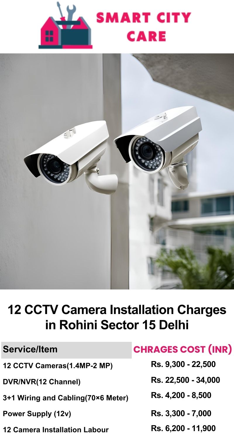 12 CCTV camera installation cost list in  Delhi, Rohini Sector 15