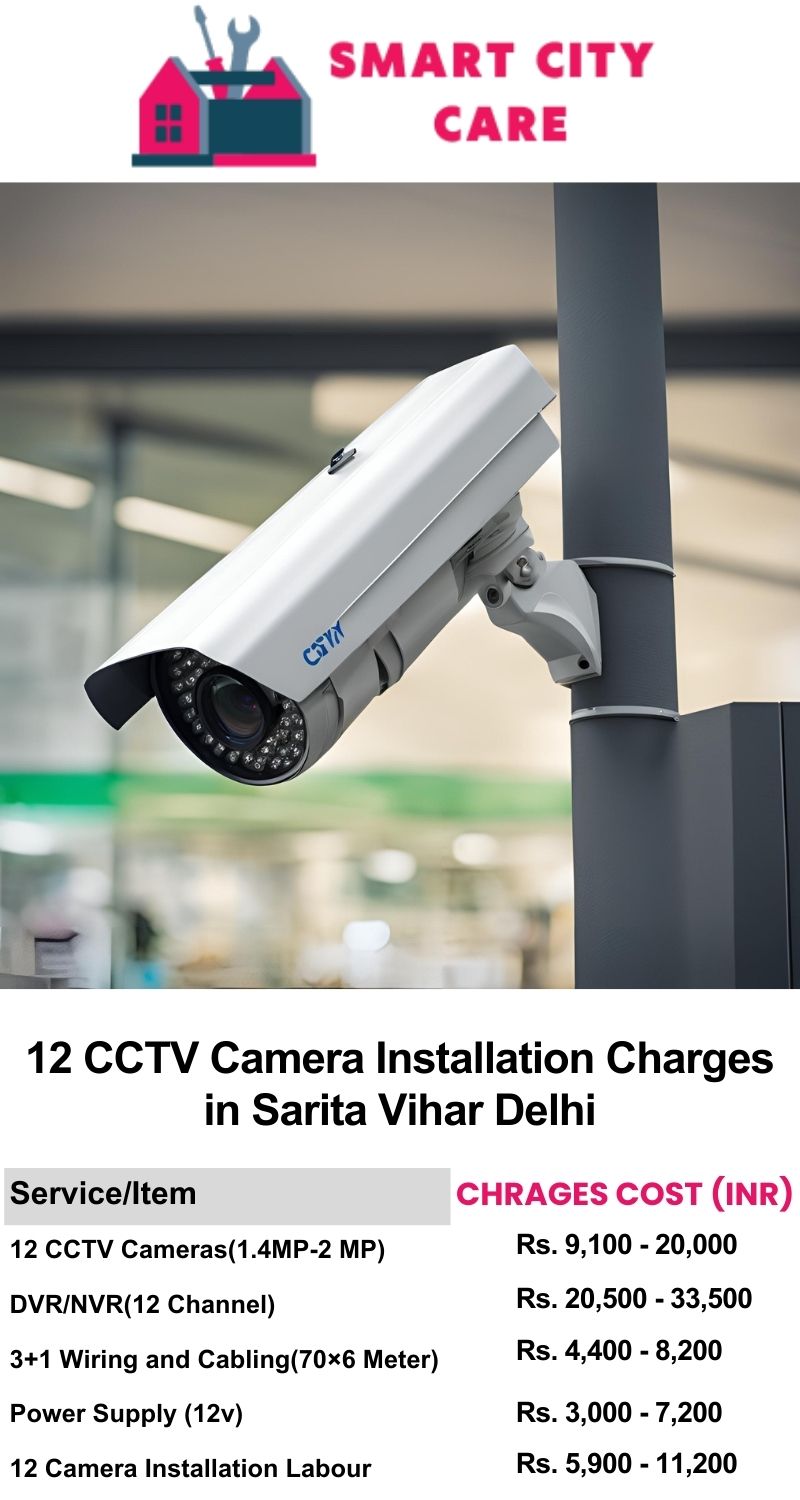 12 CCTV camera installation cost list in Delhi, Sarita Vihar