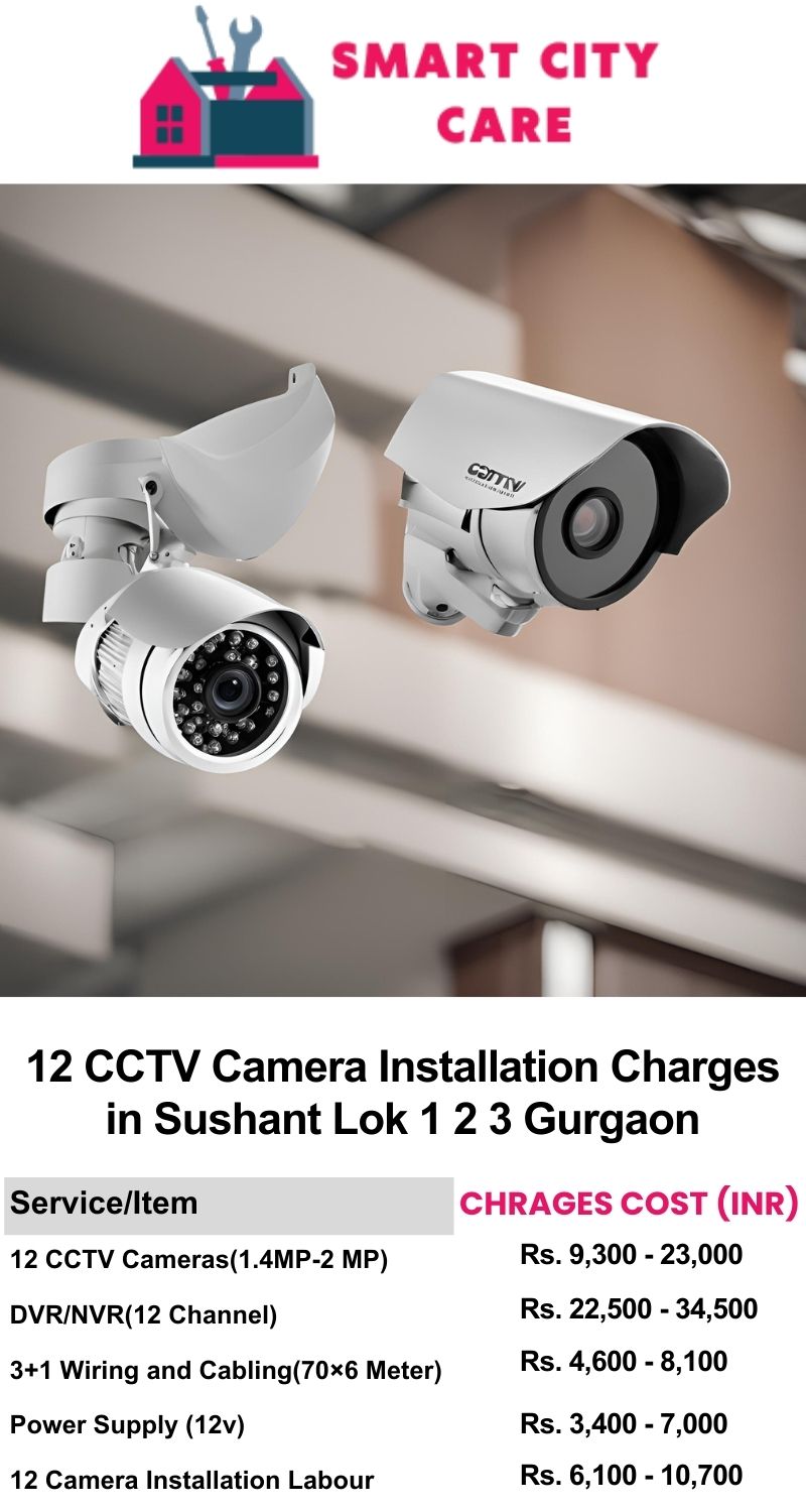 12 CCTV camera installation cost list in  Gurgaon, Sushant lok 1 2 3