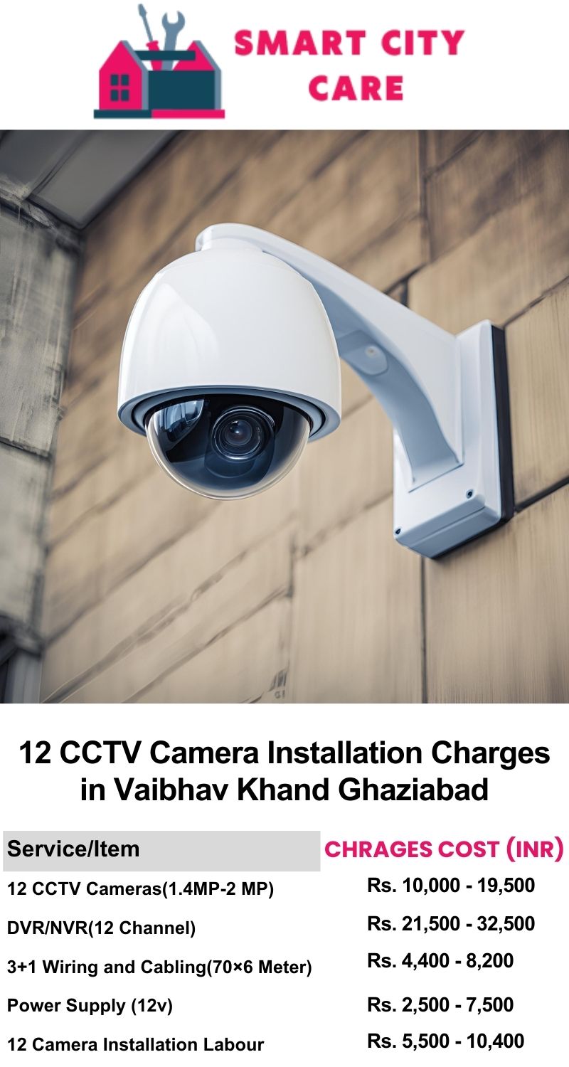 12 CCTV camera installation cost list in  Ghaziabad, Vaibhav Khand