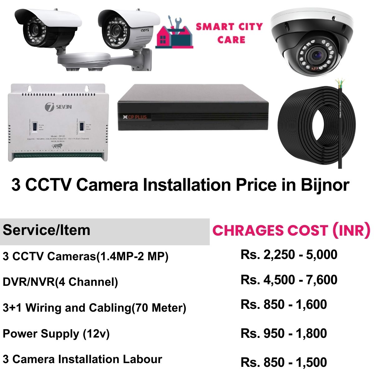 3 CCTV camera installation cost list in  Bijnor