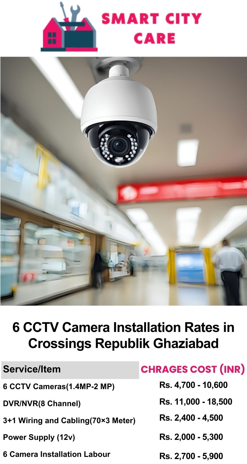 6 CCTV camera installation cost list in  Ghaziabad, Crossings Republik