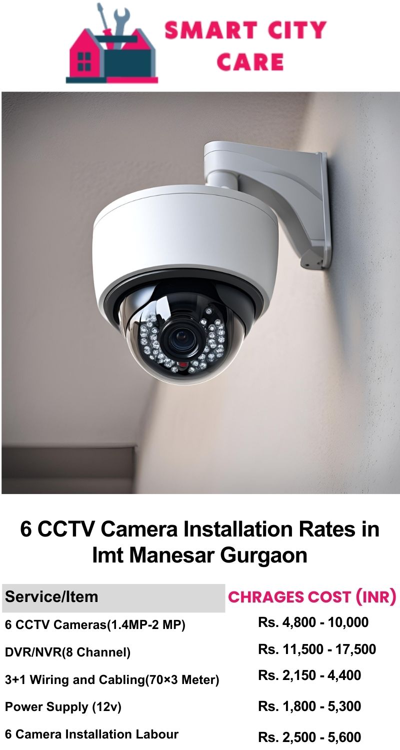 6 CCTV camera installation cost list in  Gurgaon, Imt Manesar