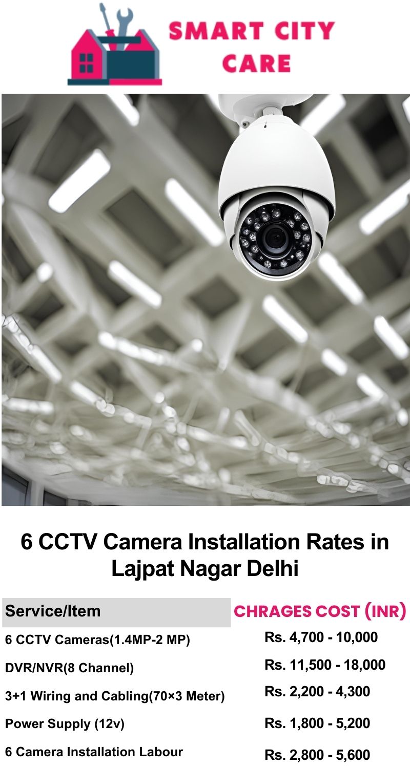 6 CCTV camera installation cost list in  Delhi, Lajpat Nagar