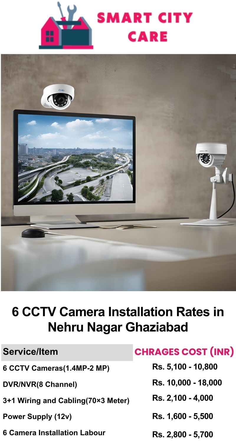 6 CCTV camera installation cost list in  Ghaziabad, Nehru Nagar