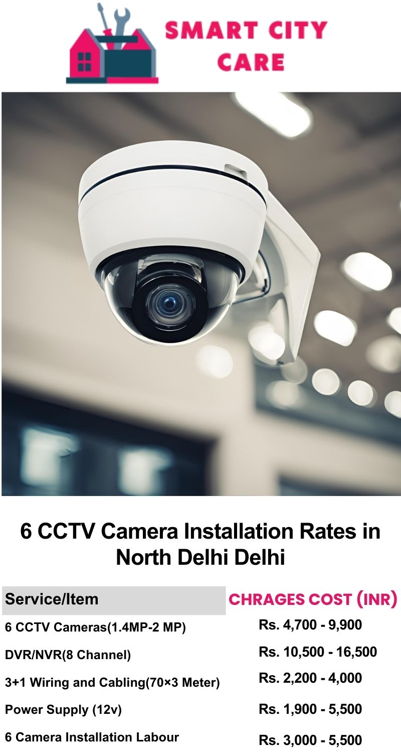 6 CCTV camera installation cost list in  Delhi, North Delhi