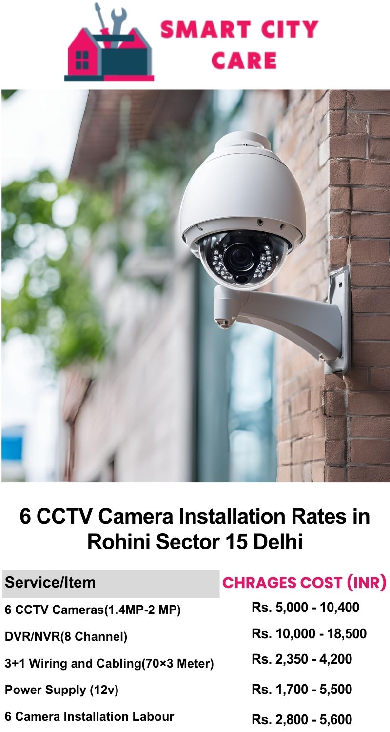 6 CCTV camera installation cost list in  Delhi, Rohini Sector 15