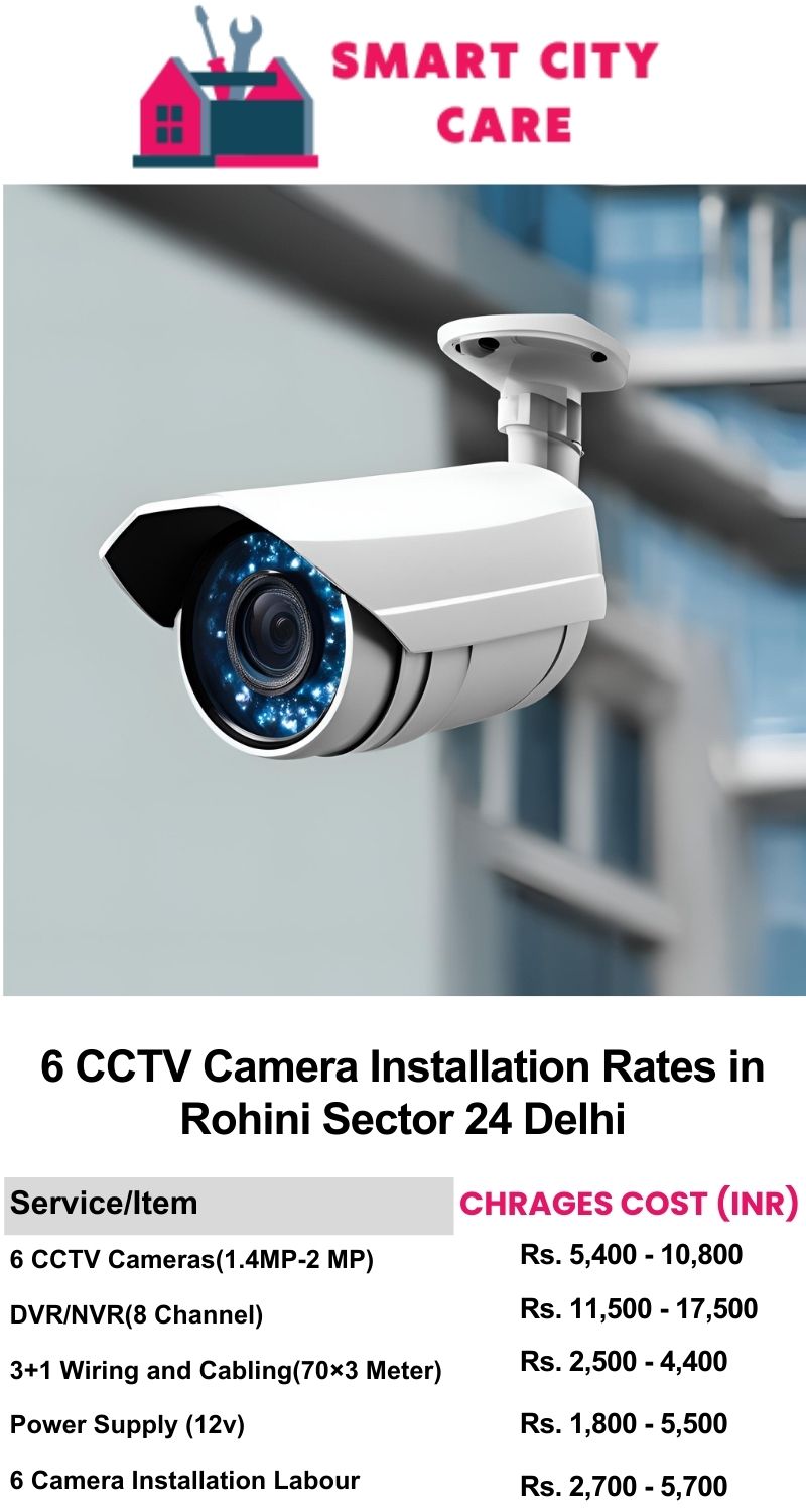 6 CCTV camera installation cost list in  Delhi, Rohini Sector 24