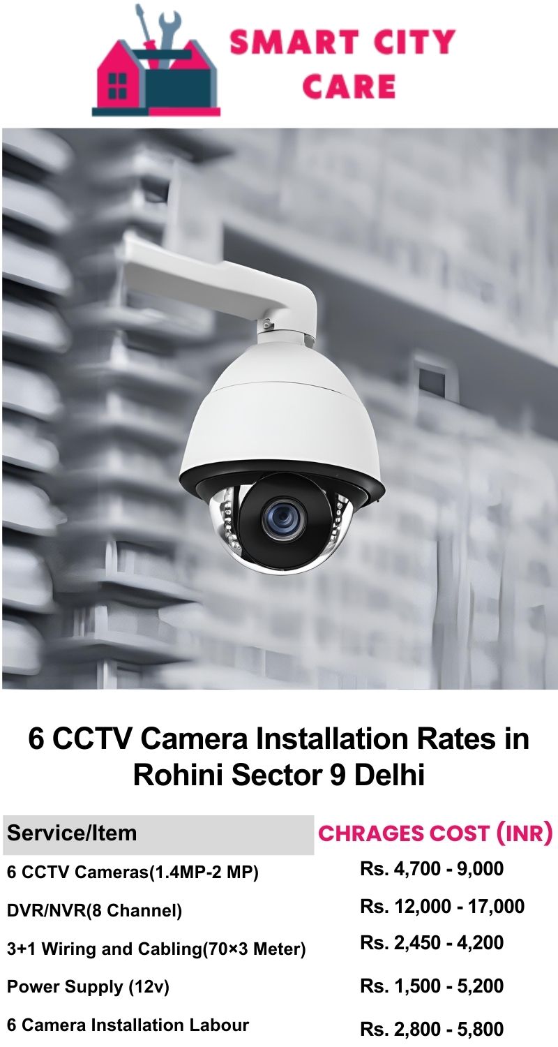 6 CCTV camera installation cost list in  Delhi, Rohini Sector 9