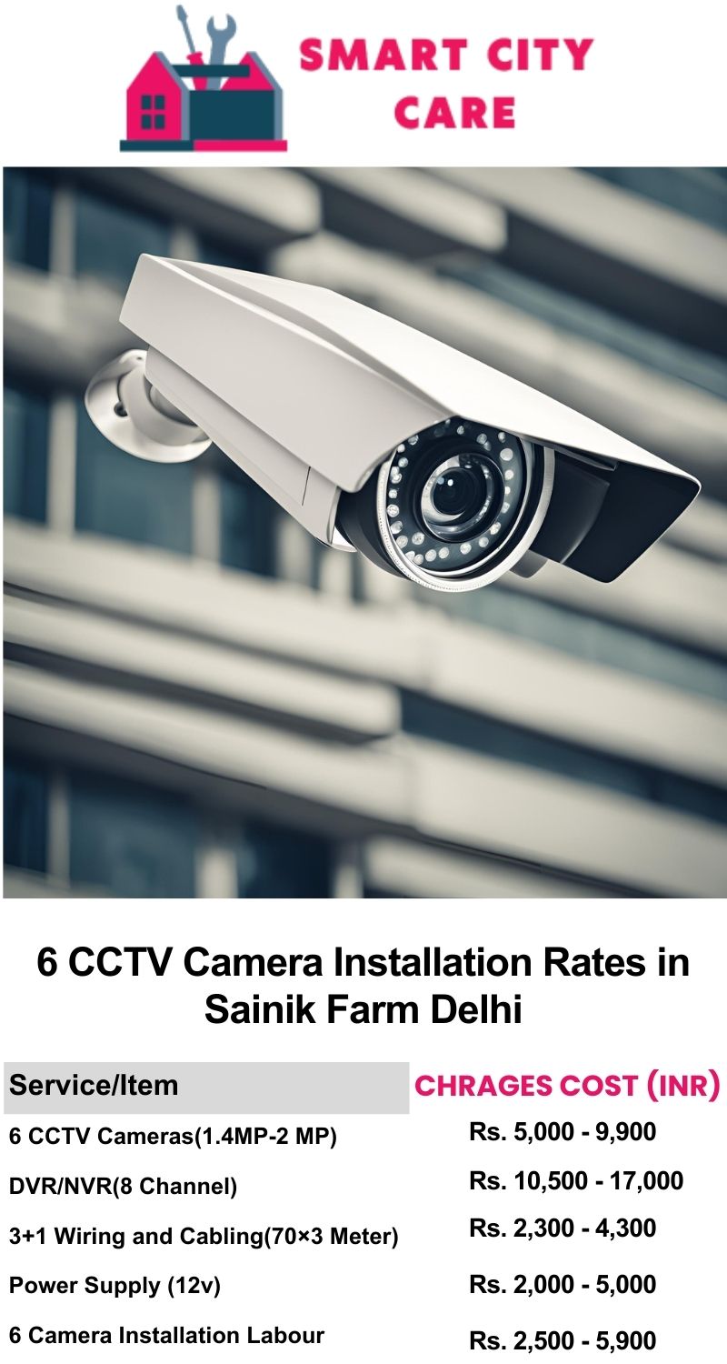 6 CCTV camera installation cost list in  Delhi, Sainik Farm