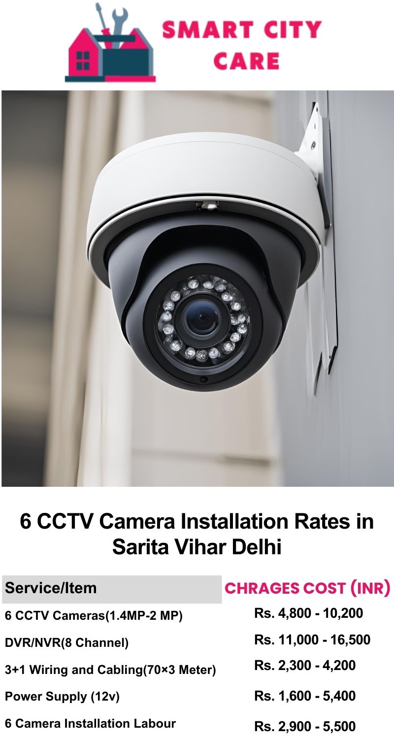 6 CCTV camera installation cost list in Delhi, Sarita Vihar