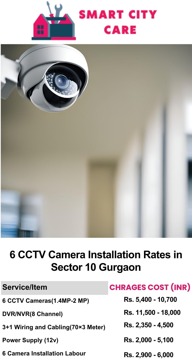 6 CCTV camera installation cost list in  Gurgaon, Sector 10