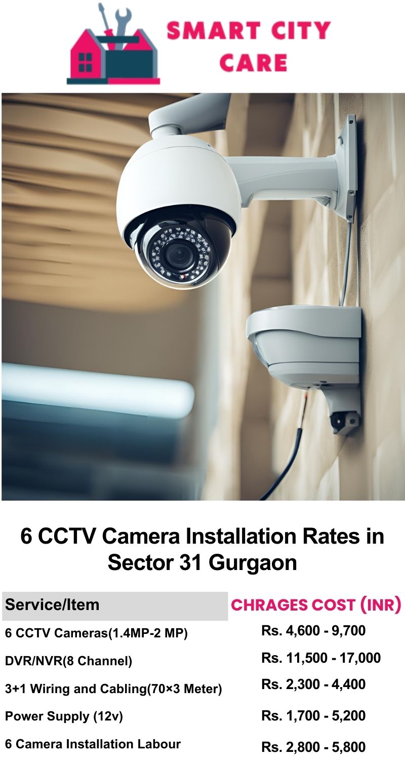 6 CCTV camera installation cost list in  Gurgaon, Sector 31