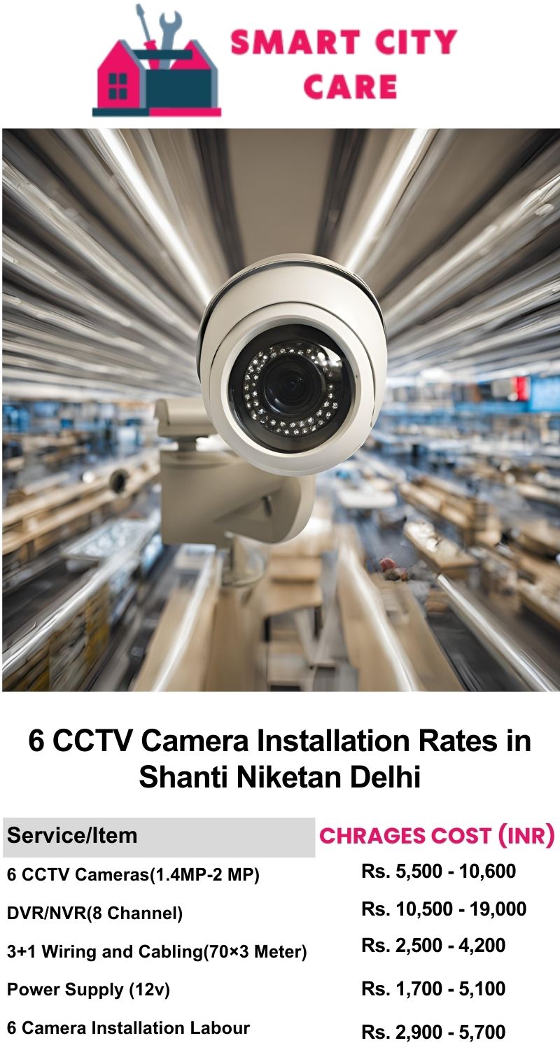 6 CCTV camera installation cost list in  Delhi, Shanti Niketan