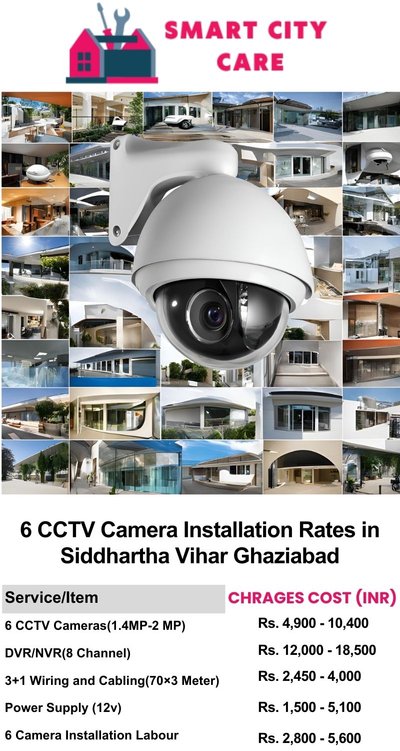 6 CCTV camera installation cost list in  Ghaziabad, Siddhartha Vihar