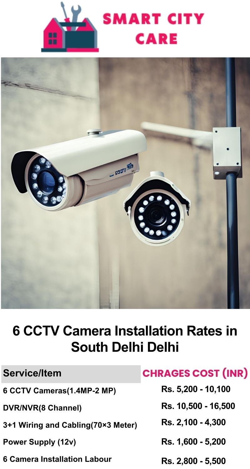 6 CCTV camera installation cost list in  Delhi, South Delhi