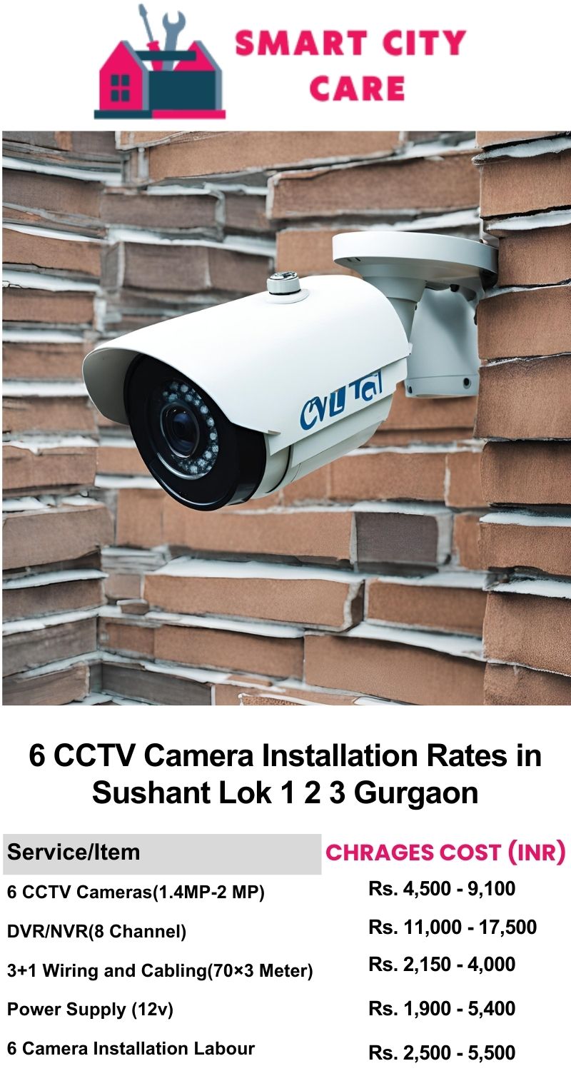 6 CCTV camera installation cost list in  Gurgaon, Sushant lok 1 2 3