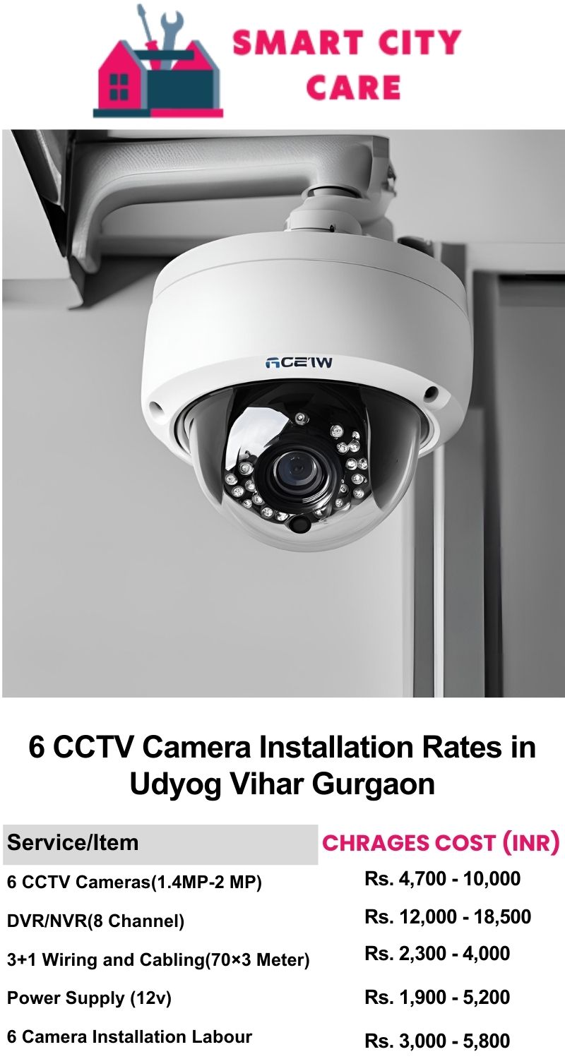 6 CCTV camera installation cost list in  Gurgaon, Udyog Vihar