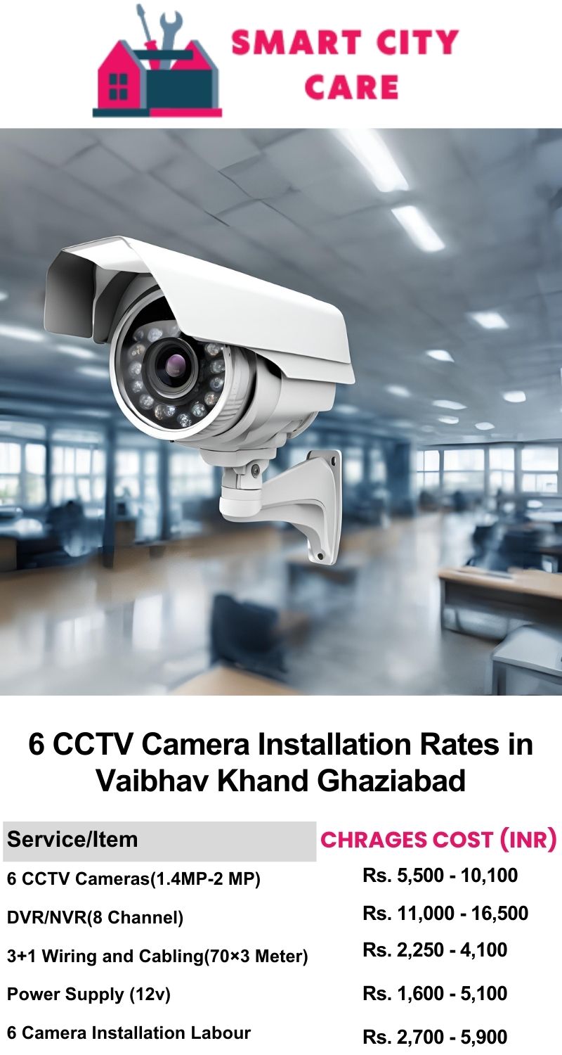 6 CCTV camera installation cost list in  Ghaziabad, Vaibhav Khand