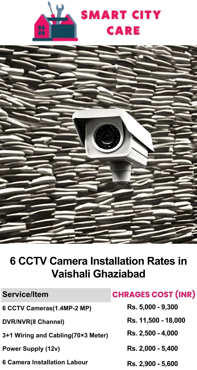 6 CCTV camera installation cost list in  Ghaziabad, Vaishali