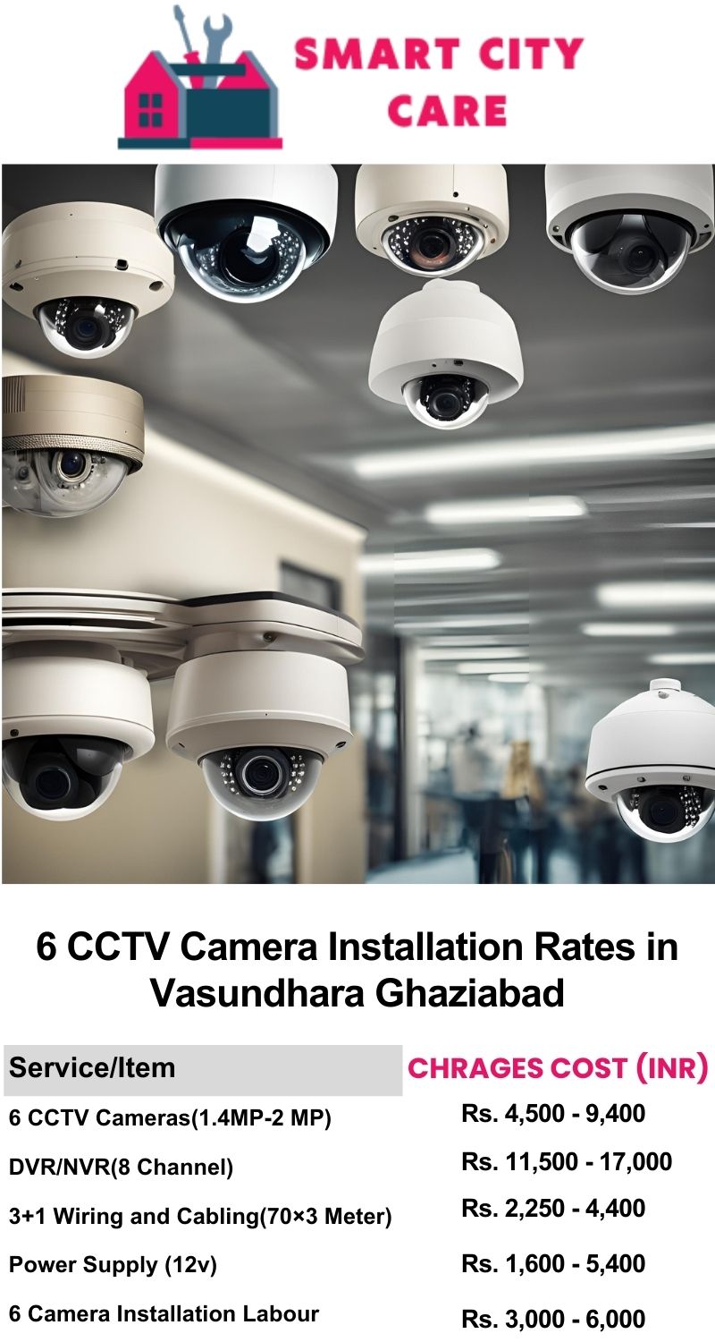 6 CCTV camera installation cost list in  Ghaziabad, Vasundhara