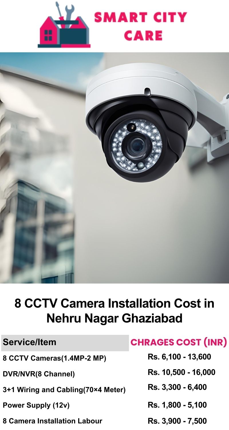 8 CCTV camera installation cost list in  Ghaziabad, Nehru Nagar