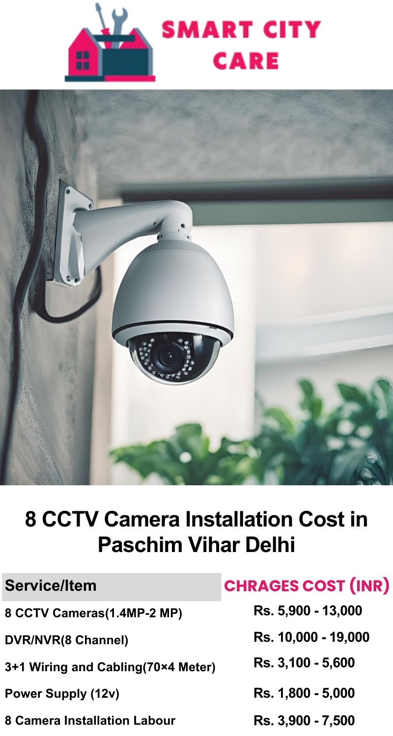 8 CCTV camera installation cost list in Delhi, Paschim Vihar