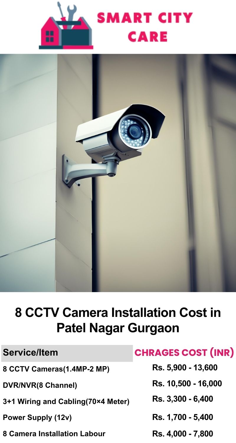 8 CCTV camera installation cost list in  Gurgaon, Patel Nagar