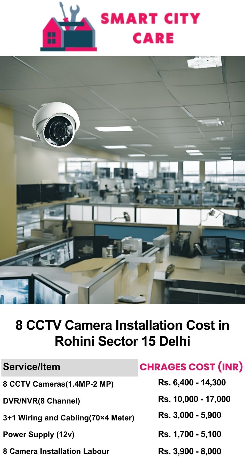 8 CCTV camera installation cost list in  Delhi, Rohini Sector 15