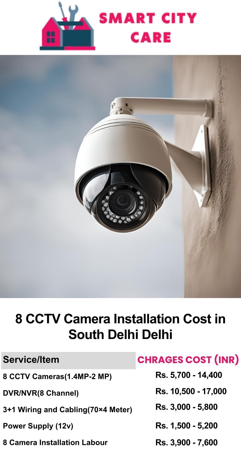 8 CCTV camera installation cost list in  Delhi, South Delhi