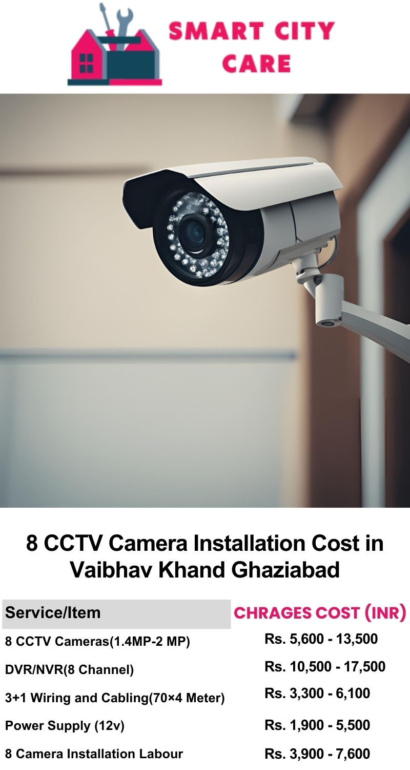 8 CCTV camera installation cost list in  Ghaziabad, Vaibhav Khand