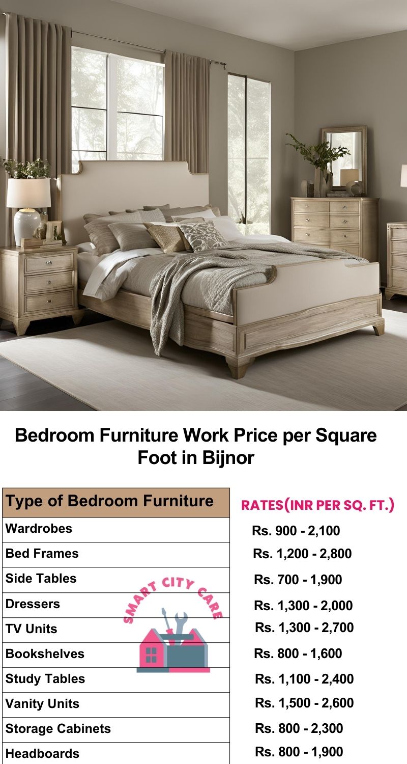 Bedroom Furniture Work Price list per Square Foot in Bijnor