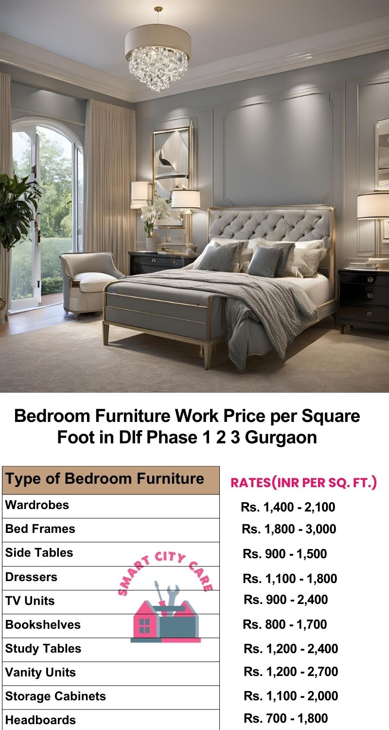 Bedroom Furniture Work Price list per Square Foot in Dlf phase 1 2 3,Gurgaon