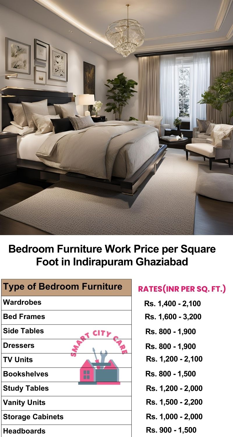 Bedroom Furniture Work Price list per Square Foot in Indirapuram,Ghaziabad