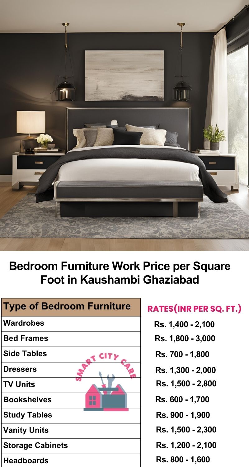 Bedroom Furniture Work Price list per Square Foot in Kaushambi,Ghaziabad