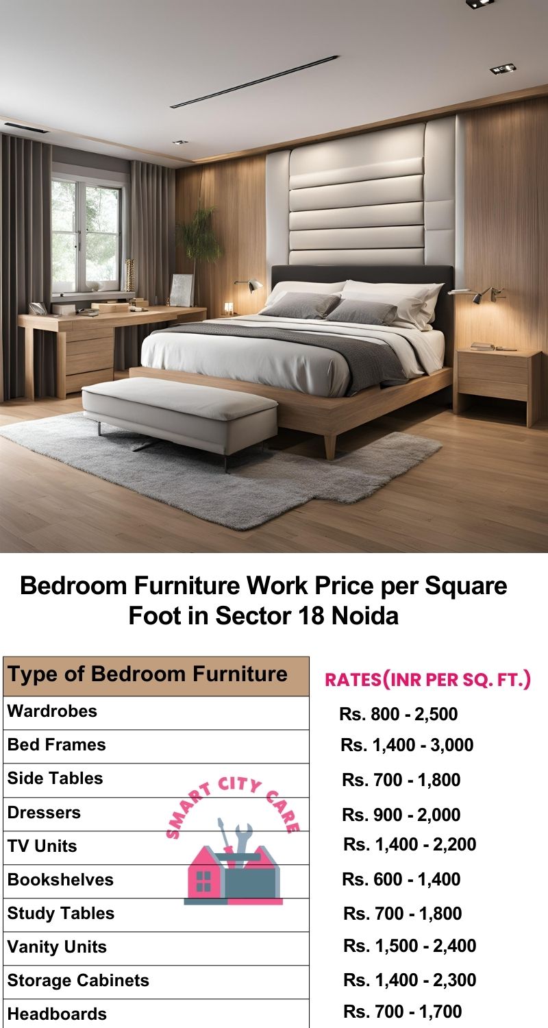 Bedroom Furniture Work Price list per Square Foot in Sector 18,Noida