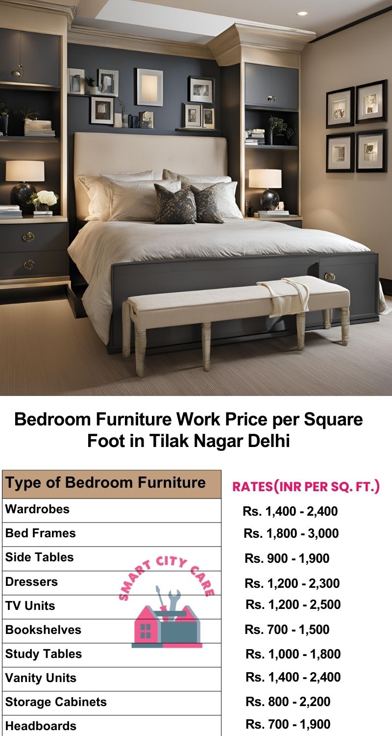 Bedroom Furniture Work Price list per Square Foot in Tilak Nagar,Delhi