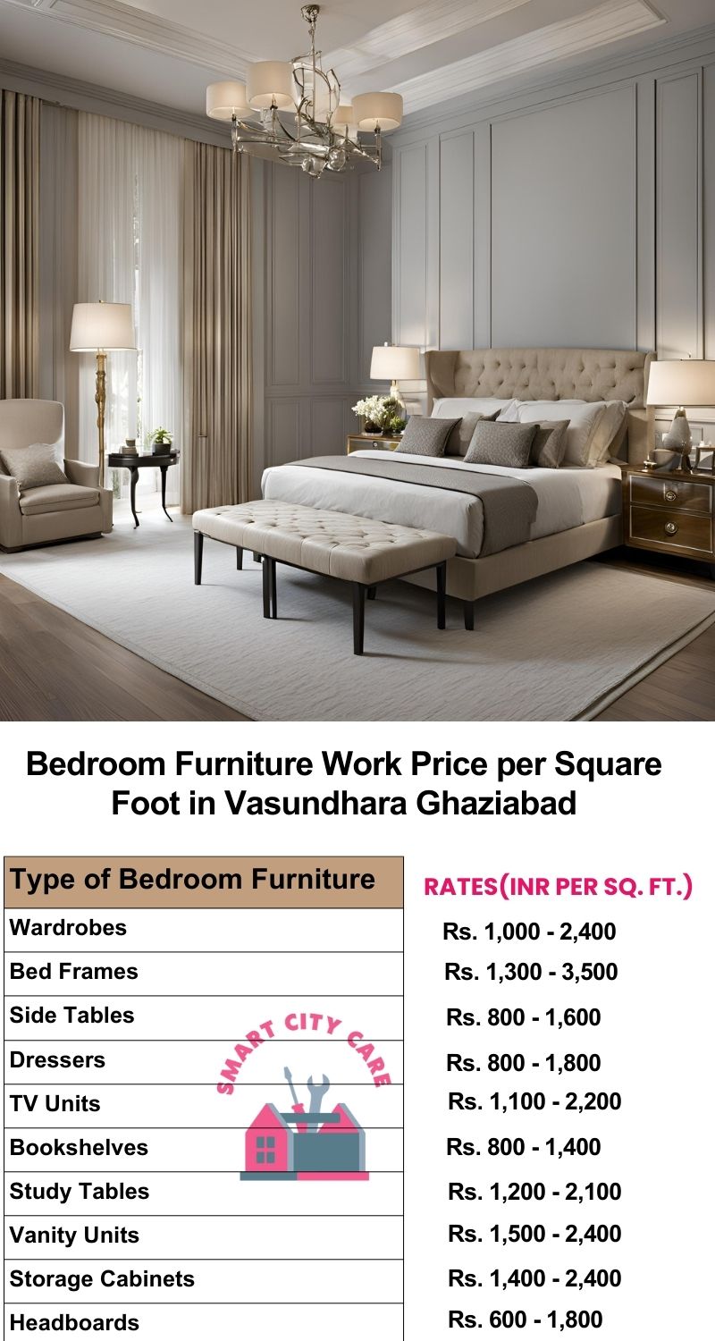 Bedroom Furniture Work Price list per Square Foot in Vasundhara,Ghaziabad