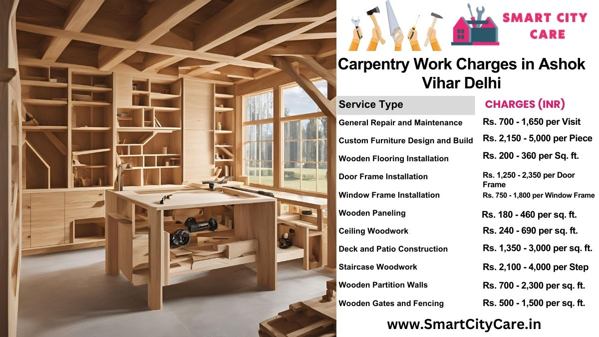 Carpentry Work Charges list in Ashok Vihar, Delhi