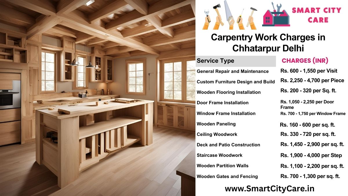 Carpentry Work Charges list in Chhatarpur, Delhi