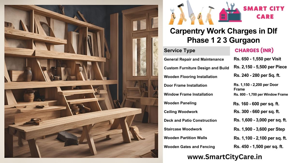 Carpentry Work Charges list in Dlf phase 1 2 3, Gurgaon