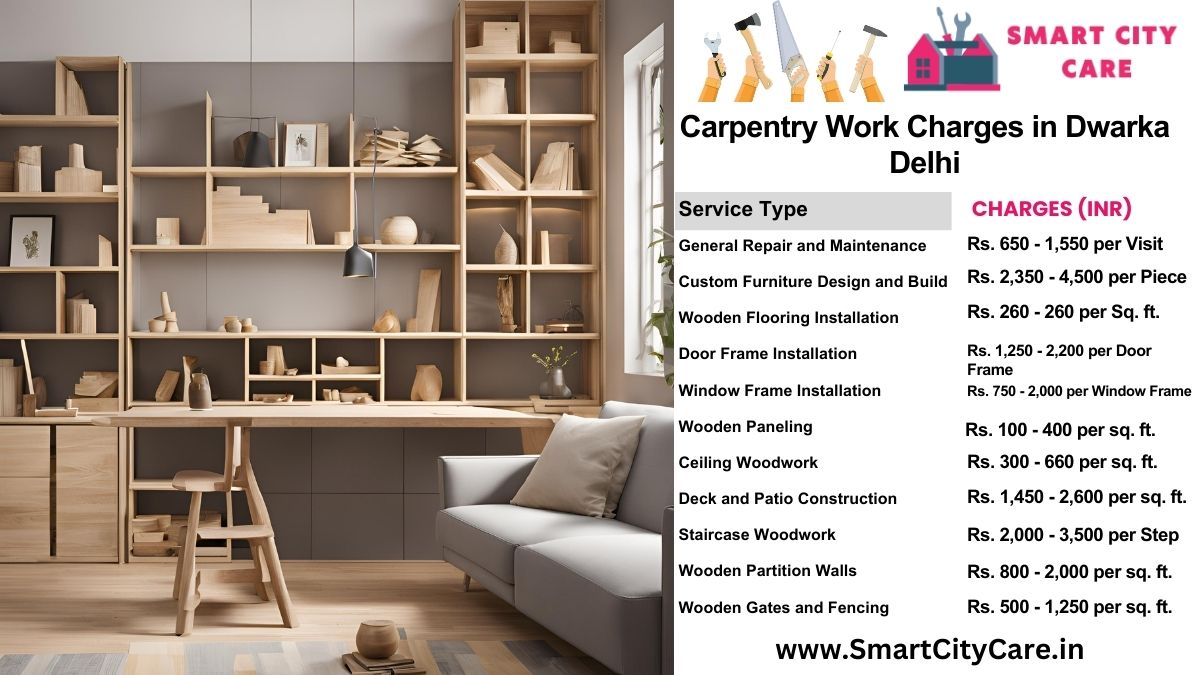 Carpentry Work Charges list in Dwarka, Delhi