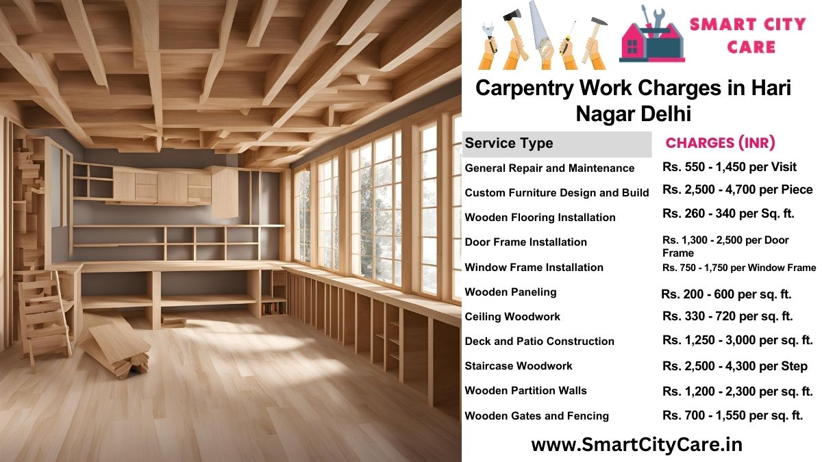 Carpentry Work Charges list in Hari Nagar, Delhi