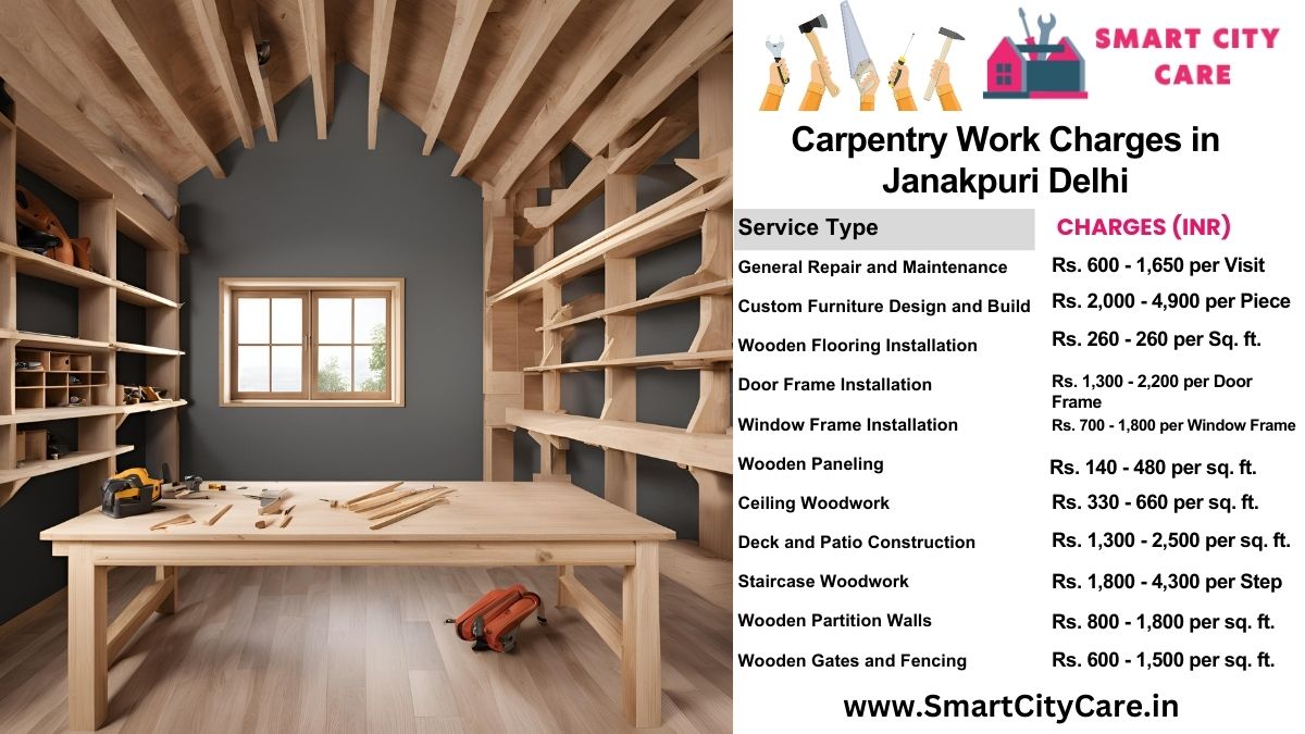 Carpentry Work Charges list in Janakpuri, Delhi