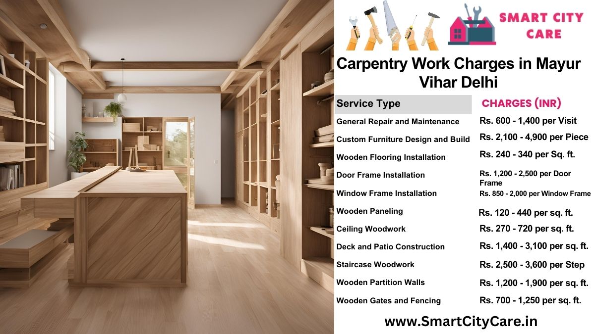 Carpentry Work Charges list in Mayur Vihar, Delhi