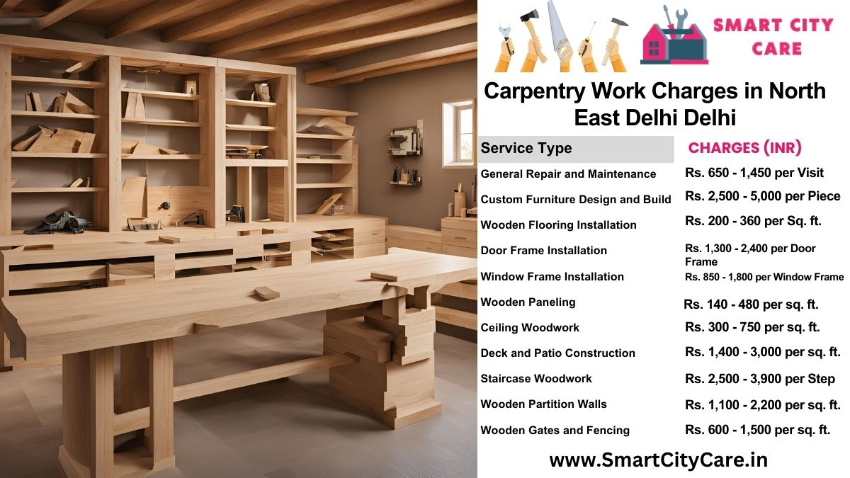 Carpentry Work Charges list in North East Delhi, Delhi