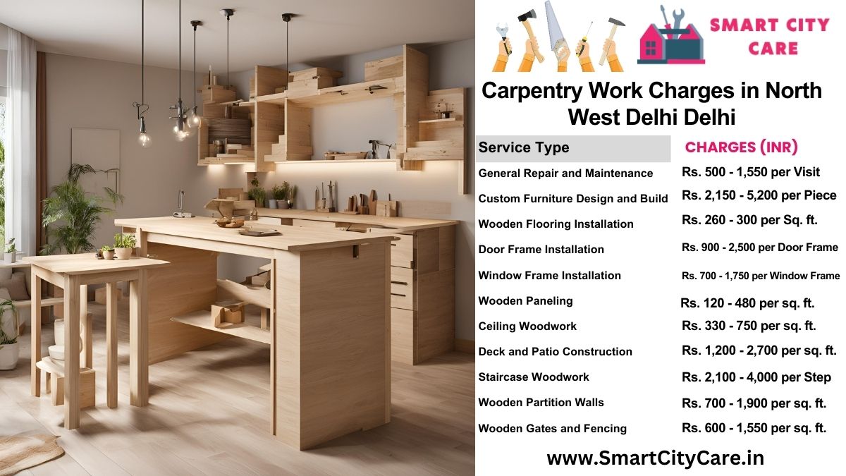 Carpentry Work Charges list in North West Delhi, Delhi