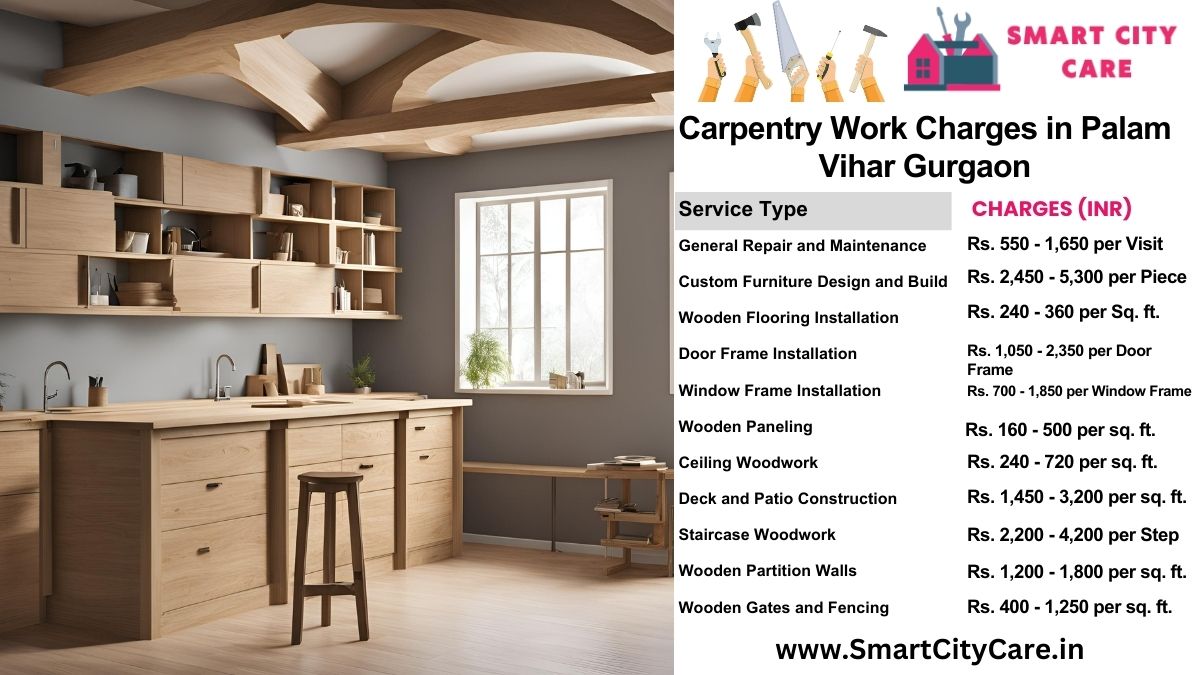 Carpentry Work Charges list in Palam Vihar, Gurgaon