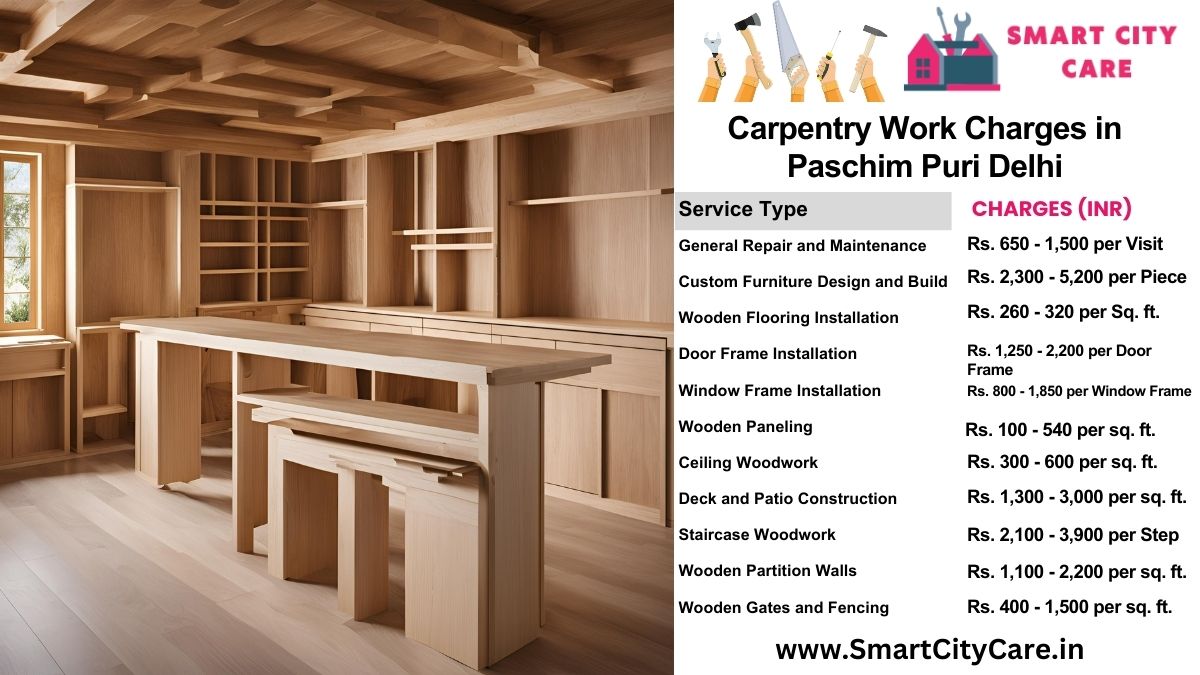 Carpentry Work Charges list in Paschim Puri, Delhi